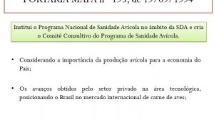 Defesa Sanitária Animal - Programa Nacional de Sanidade Avícola (PNSA) - Parte 1