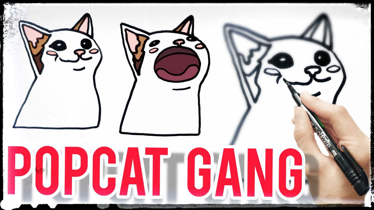 Как нарисовать кота мем Popcat gang meme