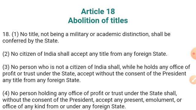 Indian Polity And Constitution | Article 18 Abolition of Titles | Constitution of India