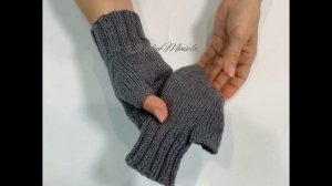 Вязаные митенки женские из мериноса