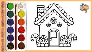 Рисуем и раскрашиваем дом из сладостей