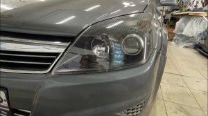 Opel Astra установка bi led модулей, полировка стекла, прокраска внутрянки