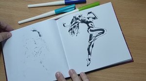 Листалка скетчбука нарисованного  Pilot Parallel Pen