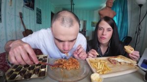 МУКБАНГ НАРЕЗКИ ЛУЧШЕЕ - УДОН СО СВИНИНОЙ / КАРТОШКА ФРИ / FAST FOOD / Mukbang АСМР 07. 09. 2024