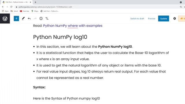 How to use the NumPy log function in Python | NumPy log function