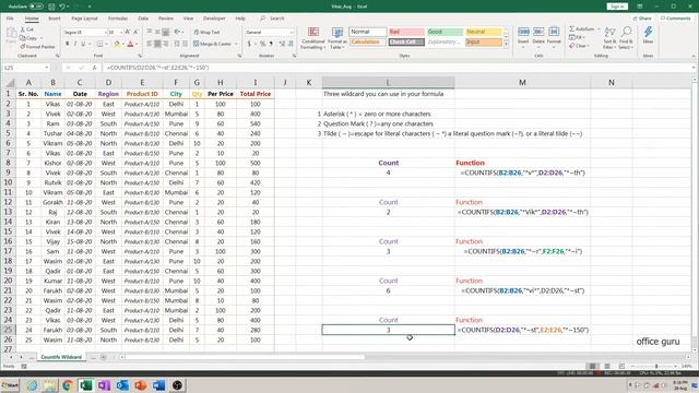 COUNTIFS Function In Excel | Signs And Symbols In COUNTIFS Function