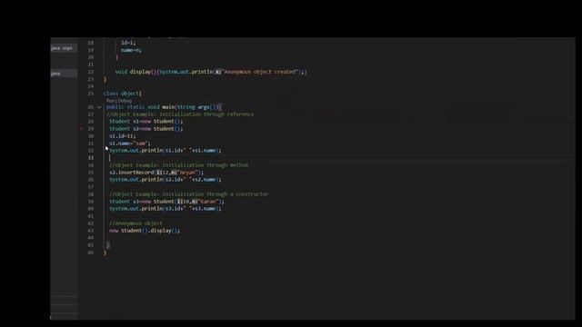 Classes and Object in java (OOPS)-Anonymous object/Object Instantiation