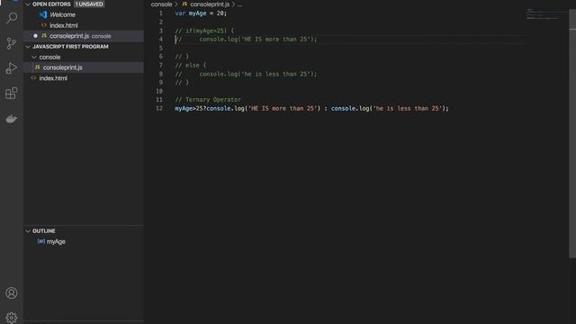 8. Ternary operator in JavaScript | Learn Ternary Operators | JavaScript tutorial for beginners.