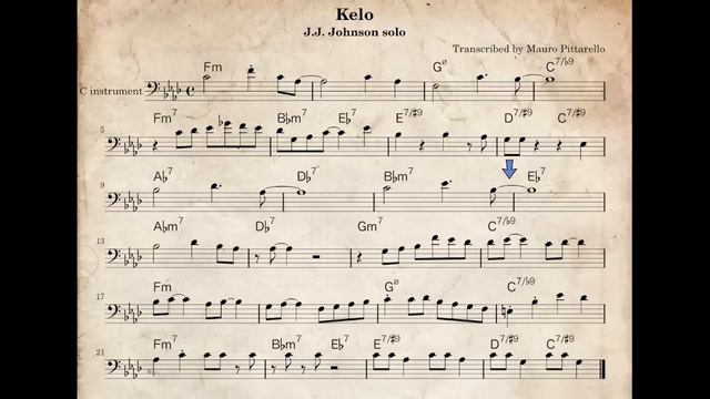 J.J.Johnson jazz trombone solo - Kelo - how to play it - C transcription смотреть онлайн