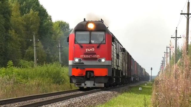 Молчаливый 2ТЭ25КМ-0325 с грузовым поездом смотреть онлайн
