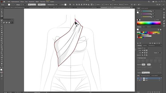 Рисунок топа на шаблоне  в Adobe Illustartor смотреть онлайн