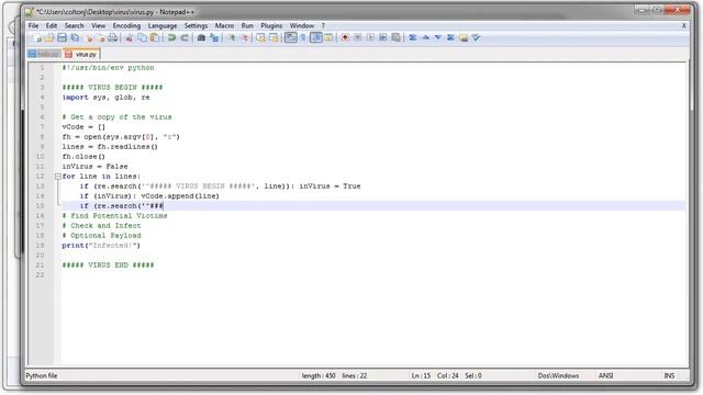 how to create virus in python using Linux Operating system
