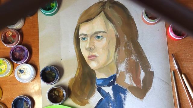 Пишем женский портрет гуашью.Краткосрочный портрет. We Draw A Female Portrait, Gouache