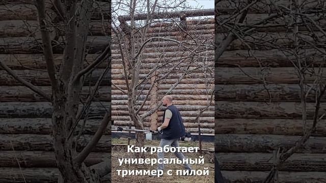 Как работает триммер с пилой #дача  #diy  #триммер  #пила  #shorts