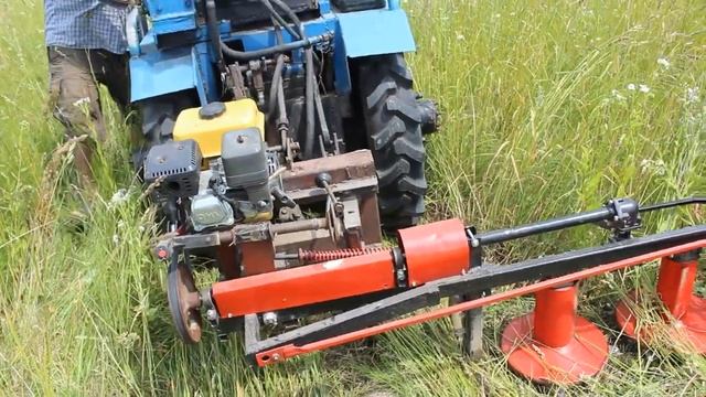 Косарка КР-09М в работе (с стационарным двигателем) смотреть онлайн