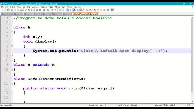 93. Default Access-Modifier in Java Class || Access Modifiers in Java Program смотреть онлайн