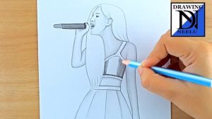 How to draw a singing girl - step by step || Pencil sketch for beginner || Easy drawing || drawing