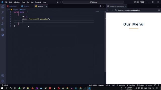 Under 50 Minutes | Food Menu Category Filter Or Tabs | HTML, CSS & Vanilla JavaScript | Code Katana