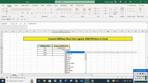 Convert military time into regular AM/PM time in Excel