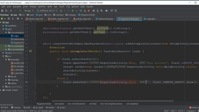 Note App    Firebase Realtime Database  Regestration & Login Part One
