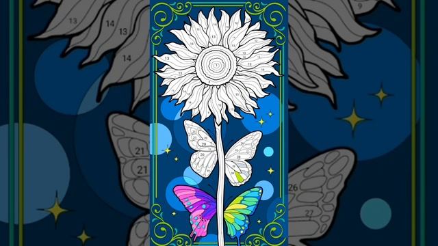 Coloring Sunflower and Butterflies смотреть онлайн