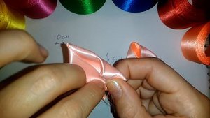 Крупный двухцветный лепесток, канзаши, мастер класс