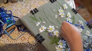 Вышивка лентами Василек (фрагмент вышивки) Мини МК (Ribbon embroidery cornflower)