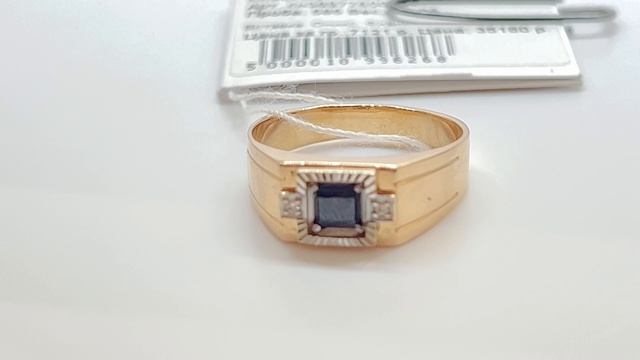 Золотое кольцо с Ониксом и Фианитами смотреть онлайн