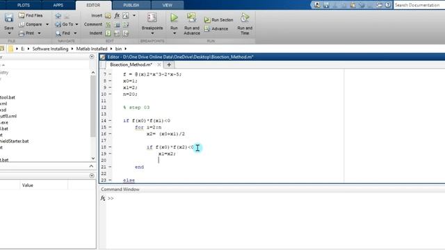Bisection Method  Matlab Code for Root Finding |Algorithm output table form  |Lecture 02