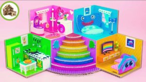 Шикарный домик муль героя хеппи с холодильником, стиральной машиной и с телевизором из картона #57