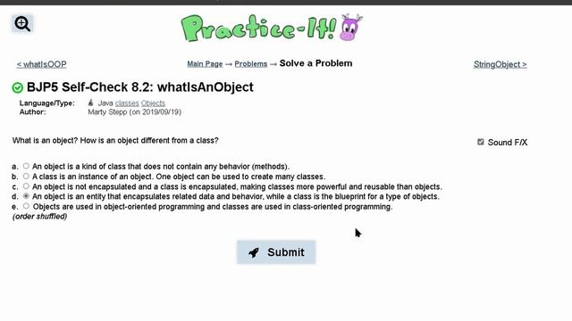Java Practice It | Self-Check 8.2: whatIsAnObject: What is an Object? | objects смотреть онлайн