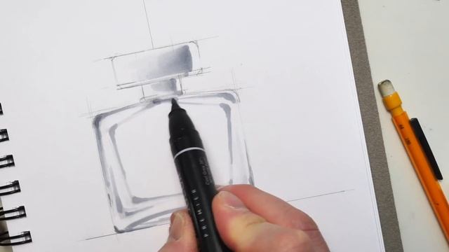 Marker drawing Rendering Glass: DIGITAL Cintiq Photoshop vs ANALOGUE paper render смотреть онлайн
