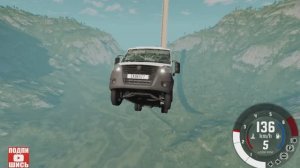BeamNG Drive Спуск по рампе без тормозов на автомобиле! (GAZelle Next) Мод патруль!