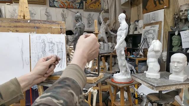 Эфир Скульптура Лепка Фигуры Человека Контрапост Самоизоляци