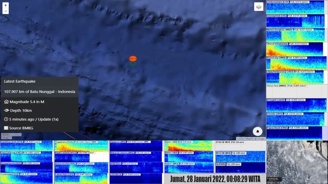 Gempa M5.3/10km Pangandaran - Indonesia (28/01/2022 00:03 UTC+8) смотреть онлайн