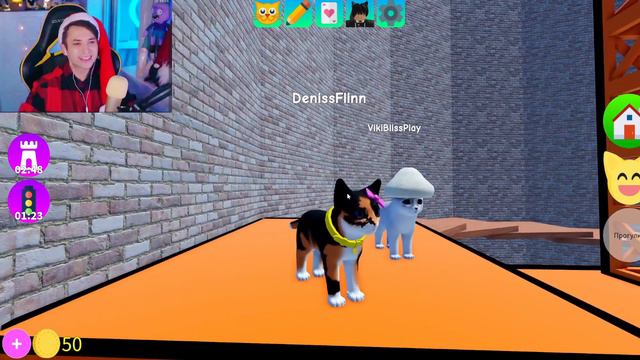 МЫ c ДЕВУШКОЙ СТАЛИ КОТЯТАМИ В РОБЛОКС ! КУКЛА ИЗ ИГРЫ В КАЛЬМАРА КОТИК ! @vikiblissplay7 ROBLOX смотреть онлайн