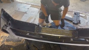 Modifying a broken w140 front bumper with reinforcement s500 project Dr Dre