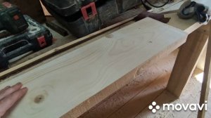 Лавка в баню из разной обрези