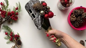 Christmas bottle decoration idea | Glass bottle decor idea | Home decorating idea