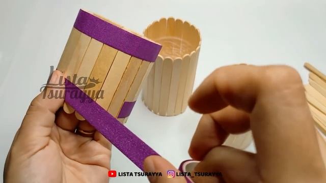 Ide Kreatif Tempat Pensil Stik Es Krim MUDAH | Popsicle stick craft ideas Pencil Holder Pen Stand
