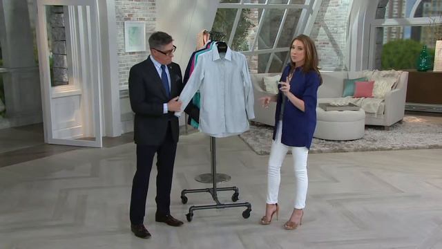 Joan Rivers Boyfriend Shirt with Inverted Pleat Detail on QVC смотреть онлайн