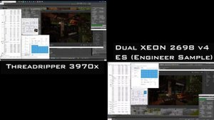 #0004 VRAY 6 UPDATE 1 / THREADRIPPER 3970x vs Dual Xeon 2698 v4 es / cinebench / cpu-z