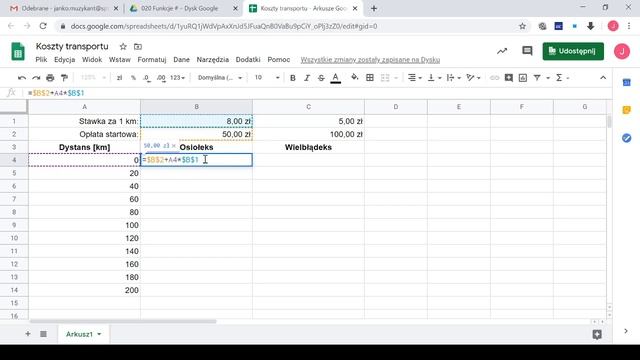 Tabelaryzacja funkcji - Koszty transportu смотреть онлайн