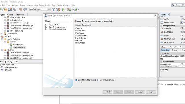 How to install and add JDateChooser in NetBeans | Storing Date in Derby Database | JFrame смотреть онлайн