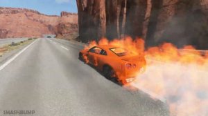 GTR Catches Fire While Running | BeamNG Drive - SmashBump