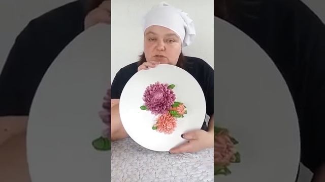 МК☆ Кремовая техника для ШАРОВИДНЫХ ХРИЗАНТЕМ от Натальи Колбасовой☆GLOBULAR CHRYSANTHEM