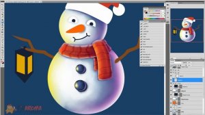 Snowman Digital Painting - Photoshop Speedpaint