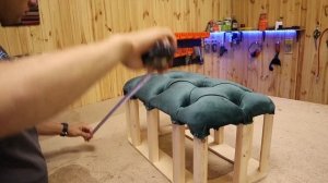 Пуфик с каретной стяжкой своими руками.  iron bench Loft DIY