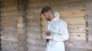 Шлифовка оцилиндрованного бревна! Шлифовка сруба из бревна без косяков