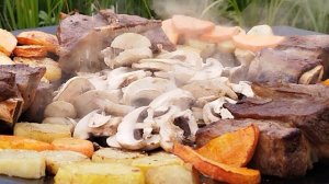 Говяжьи ребра на садже с овощами. Весь процесс приготовления.